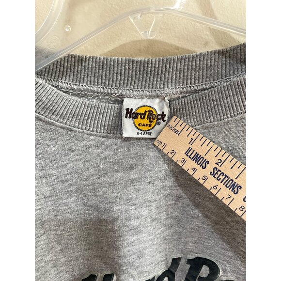 VTG Hard Rock Cafe Amsterdam Crew Neck Sweatshirt Mens XL Gray Puff Print 90's - Picture 5 of 9